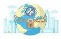 Closed country borders due to global coronavirus pandemic, vector illustration. Avoid travel. Quarantine restrictions.