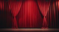 Closed crumpled red curtain over empty theater stage. Royalty Free Stock Photo