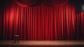 Closed crumpled red curtain over empty theater stage. Stand-up club. Royalty Free Stock Photo