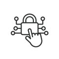 Closed cyber access, icon in line design. Closed, cyber, access, security, restriction, firewall, protection on white