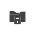 Closed directory vector icon. Folder and padlock icon on white isolated background