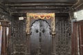 Closed door inside the Palashikar Wada, Palashi, Parner, Maharasthra, India Royalty Free Stock Photo