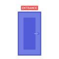 Closed door with a sign entrance. Vector