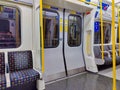 Closed doors of a London Underground tube train Royalty Free Stock Photo