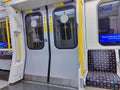 Closed doors of a London Underground tube train Royalty Free Stock Photo