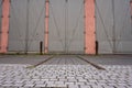 Closed doors of an old tram depot.. Royalty Free Stock Photo