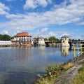 Closed drawbridge in the city of Elblag, Poland