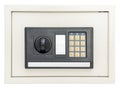 Closed electronic safe on white Royalty Free Stock Photo