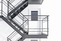 Closed emergency exit door in white building Royalty Free Stock Photo