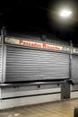 Closed and empty fish stall in the food market of Alicante