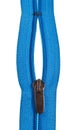 Closed-ended blue zip fastener close up Royalty Free Stock Photo