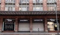 Closed entrance and showcases of Galleries lafayette building department store