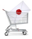 Closed envelope in shopping cart