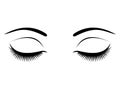 Closed eyes with black eyelashes on a white background. Royalty Free Stock Photo