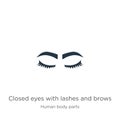 Closed eyes with lashes and brows icon vector. Trendy flat closed eyes with lashes and brows icon from human body parts collection