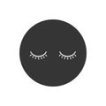 Closed eyes white icon. Makeup and eyelid symbol. Flat design. Stock Vector illustration Royalty Free Stock Photo