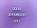 Open festivus eve sign on a purple background