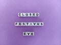 Closed festivus eve sign on a purple background