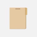Closed file folder with cut tab and interior fastener to keep documents