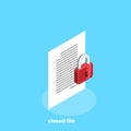 Closed file with lock, isometric