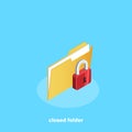 Closed file with lock, isometric