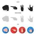 Closed fist, index, and other gestures. Hand gestures set collection icons in black, flat, monochrome style vector