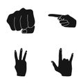 Closed fist, index, and other gestures. Hand gestures set collection icons in black style vector symbol stock