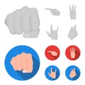 Closed fist, index, and other gestures. Hand gestures set collection icons in monochrome,flat style vector symbol stock