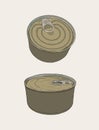 Closed food tin cans, sketch vector. Royalty Free Stock Photo