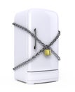 Closed fridge with chain and lock Royalty Free Stock Photo