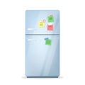 Closed fridge or refrigerator with magnet and sticker Royalty Free Stock Photo