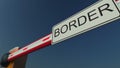 Closed gate with BORDER sign. Conceptual 3D rendering