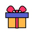 Closed Gift Box Birthday Party Color Stroke Icon Royalty Free Stock Photo