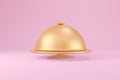 Closed gold steel serving Cloche isolated. 3d rendering
