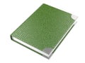 Closed green leather notebook