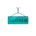 Closed green vector board sign illustration