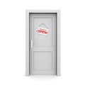 Closed Grey Door With Door Sign Royalty Free Stock Photo