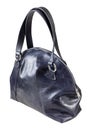 Closed handmade dark blue leather handbag isolated Royalty Free Stock Photo