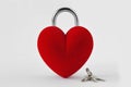 Closed heart shaped padlock with keys on white background - Love concept