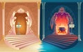 Closed heaven and opened hell gates vector