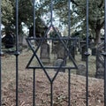 Closed iron gate with a forged Star of David in front of the historical Jewish cemetery in Braunschweig, Germany