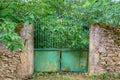 Closed iron gate of graveyard