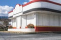 Closed Krystals burger restaurant corner view Stone Mountain highway