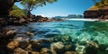 A closed lagoon hidden from winds and waves, as if a secluded paradi