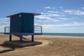 Closed lifeguard surveillance post at Bolnuevo beach, Alicante, Spain Royalty Free Stock Photo