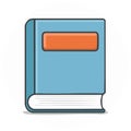 Closed light blue hardback book with orange label simple reading material flat illustration Royalty Free Stock Photo