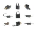 Closed Lock Isolated, Locked Black Padlock on White Background, Privacy, Security Concept