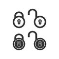 Closed lock and open lock icon. Padlock symbol. Sign safety vector Royalty Free Stock Photo