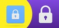 Closed lock simple 3d icon button set vector illustration. Hanged privacy protection locked padlock