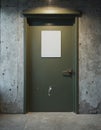 Closed mechanical room door with a blank sign panel, emphasizing security Royalty Free Stock Photo